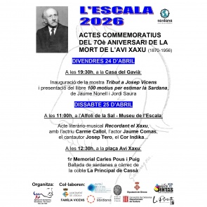 Actes Commemoratius del 70è aniversari de la mort de l'Avi Xaxu. Exposició Tribut a Josep Vicens